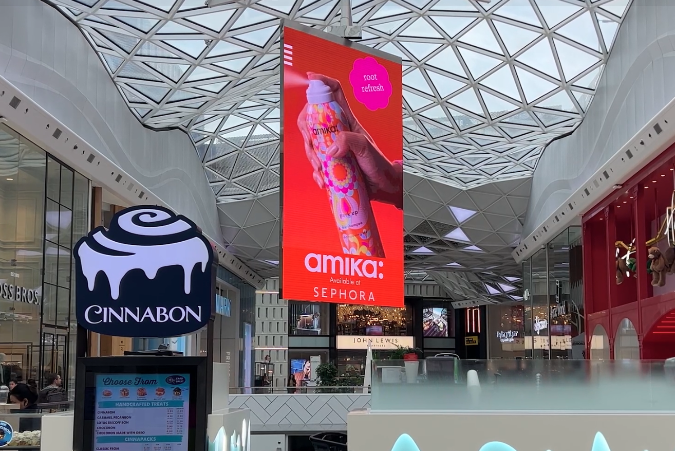 Example of an advert in Westfield Shopping Centre London