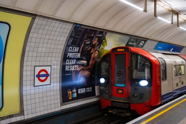 Tube Cross Track 16 Advert - Excite Out Of Home London Underground Cross-Track 16 Poster Example - showcasing a protein brand.