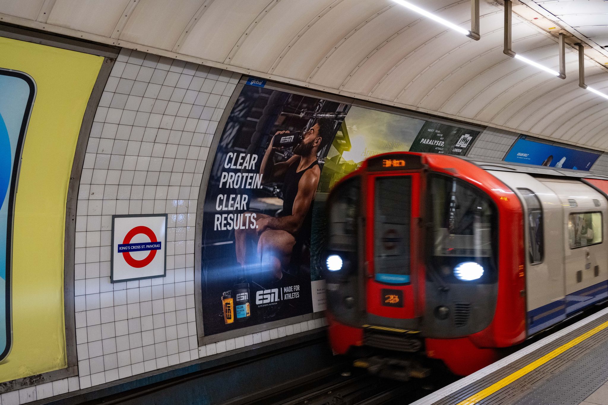 London Underground Cross-Track 16 Poster Example - showcasing a protein brand.