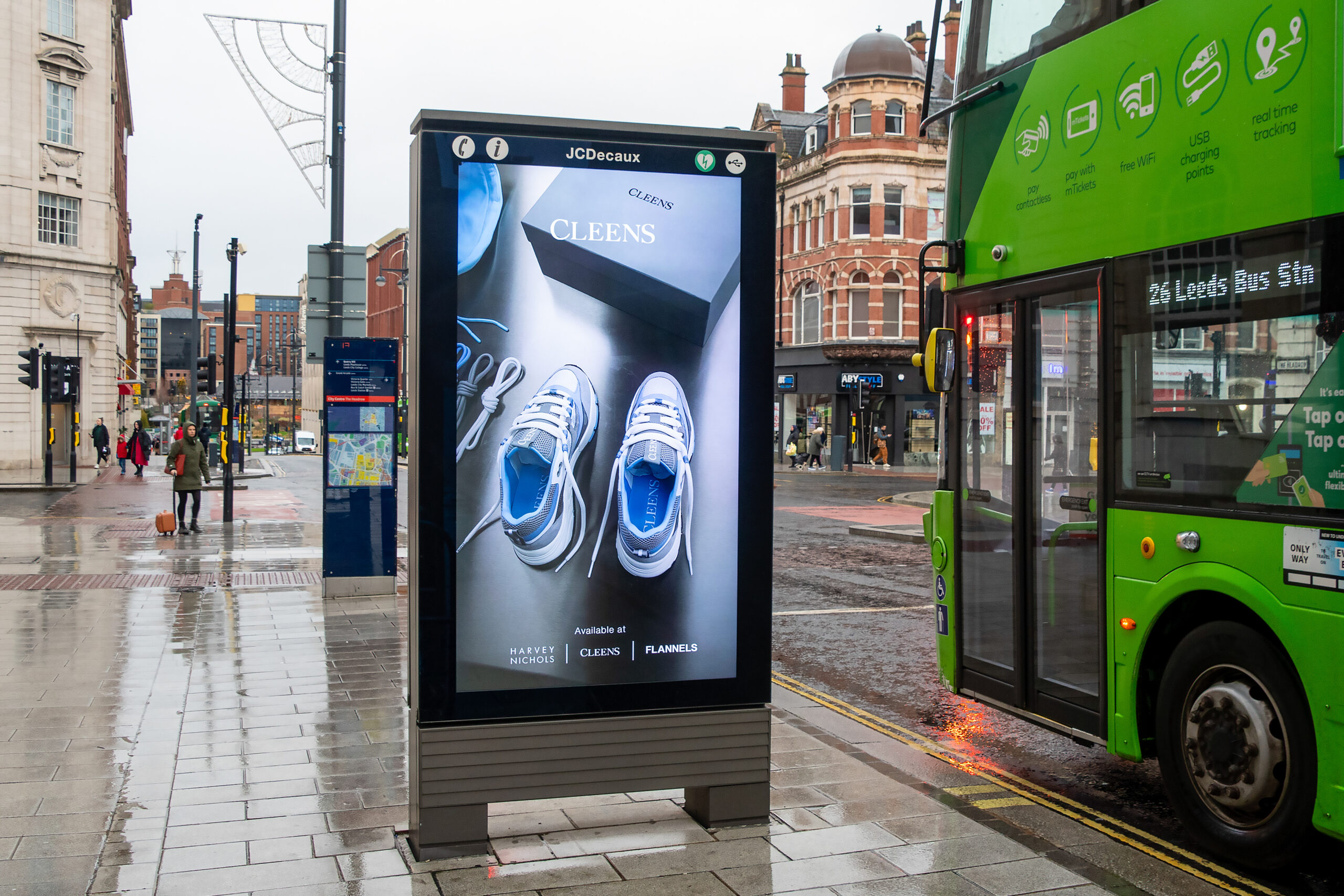 Cleens_Leeds_1 - Excite Out Of Home An example of programmatic DOOH advertising for Cleens, a trainers brand, in Leeds.
