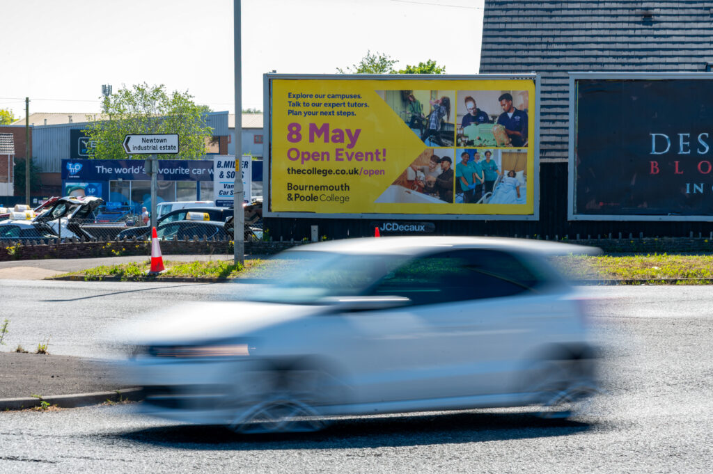 An example of a college using billboard advertising.