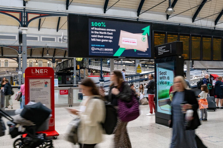 An example of an out of home advertising campaign in Newcastle train station.