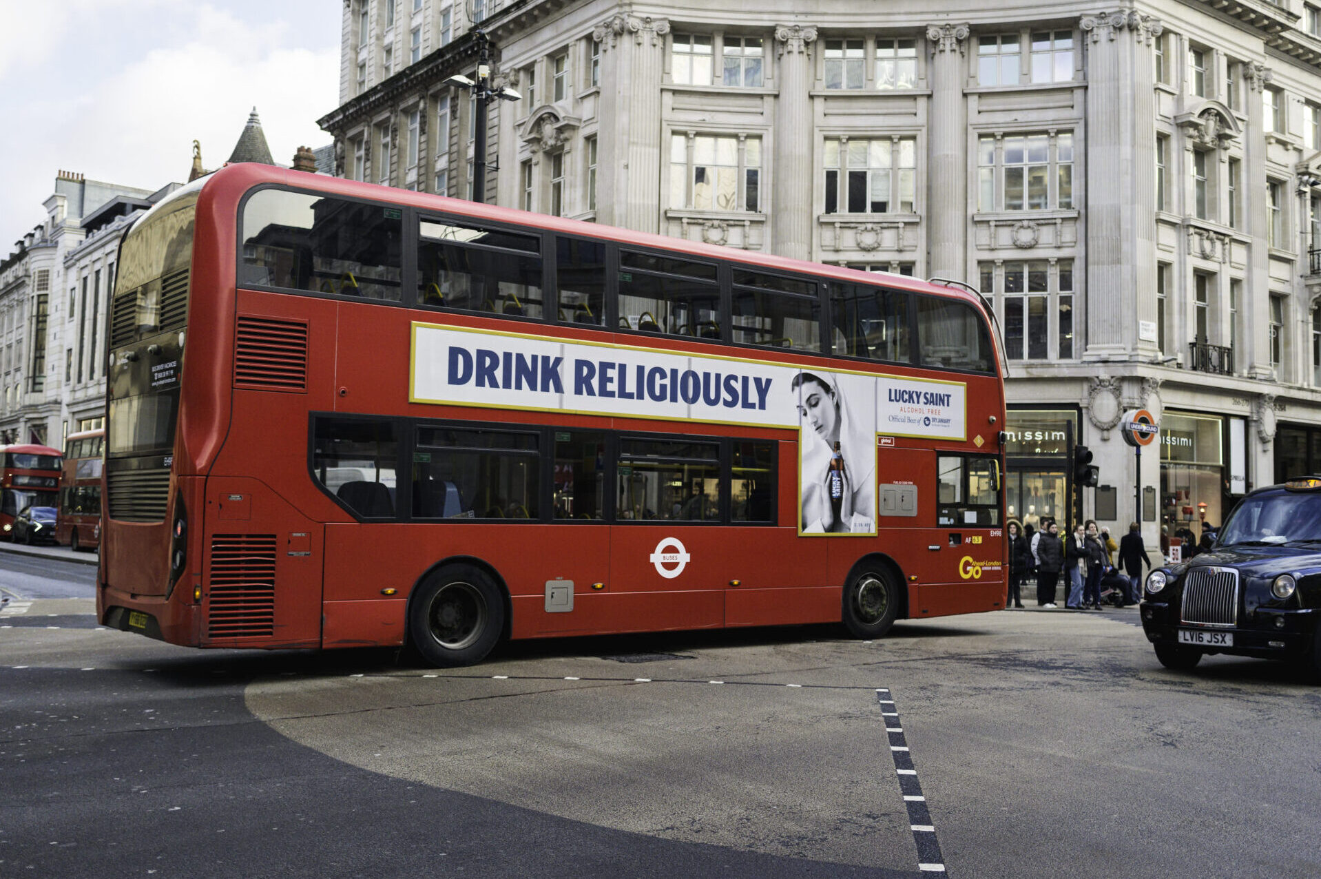 Central London Bus Advertising - Excite Out Of Home An example of bus advertising on London buses at Oxford Circus.