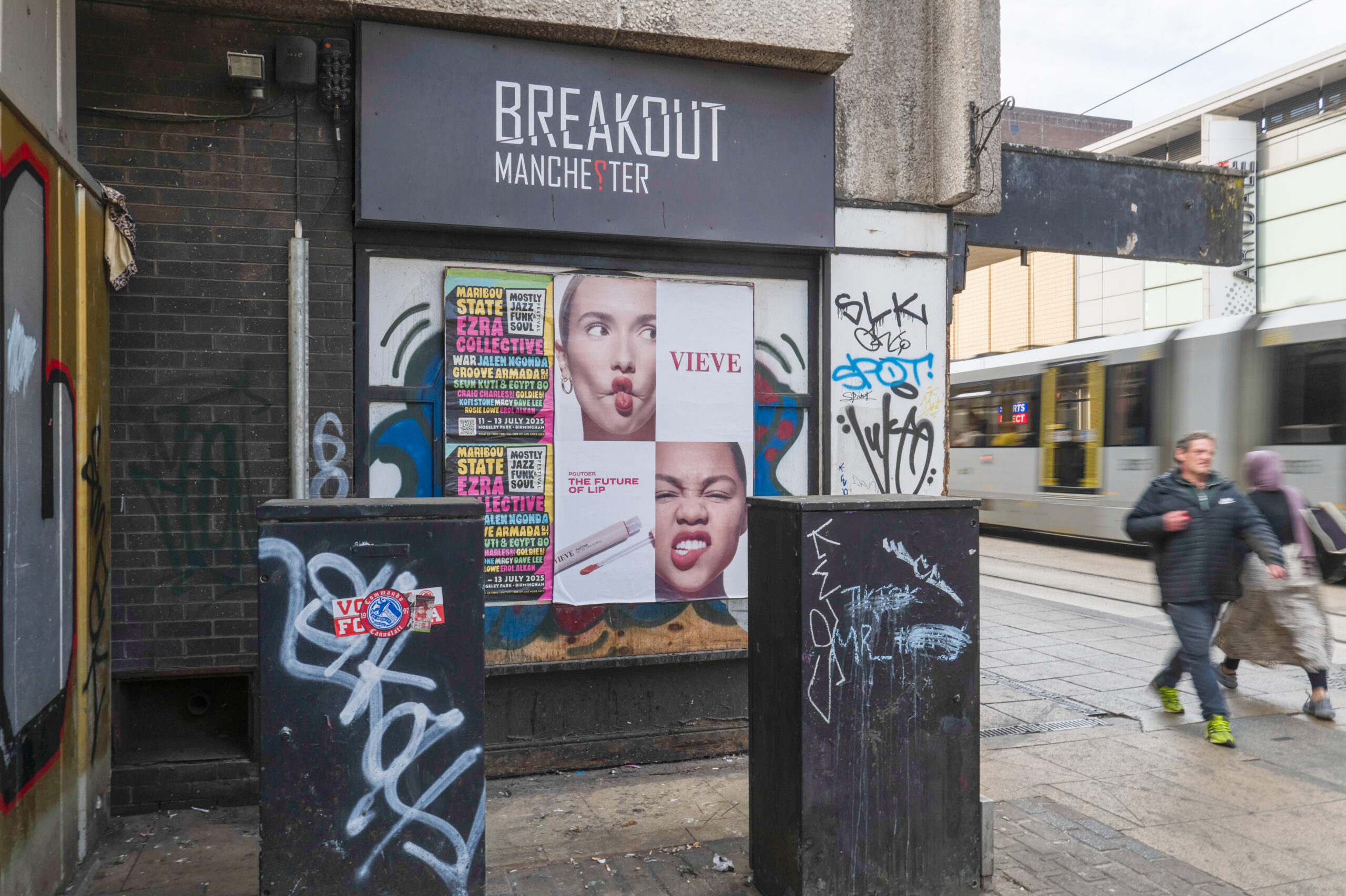 VIEVE Manchester Flyposting - Excite Out Of Home An example of Flyposting in Manchester City-Centre