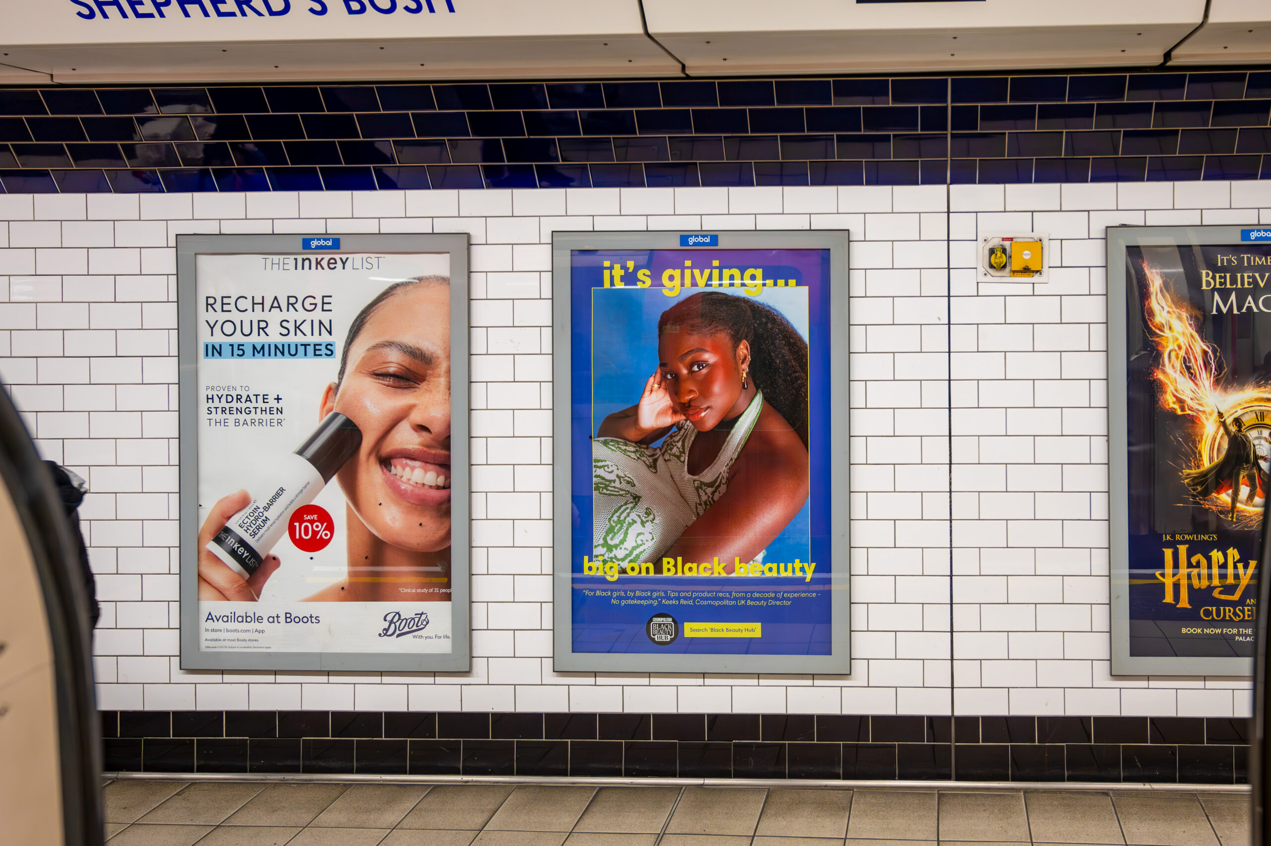Beauty advertising on the London Underground.