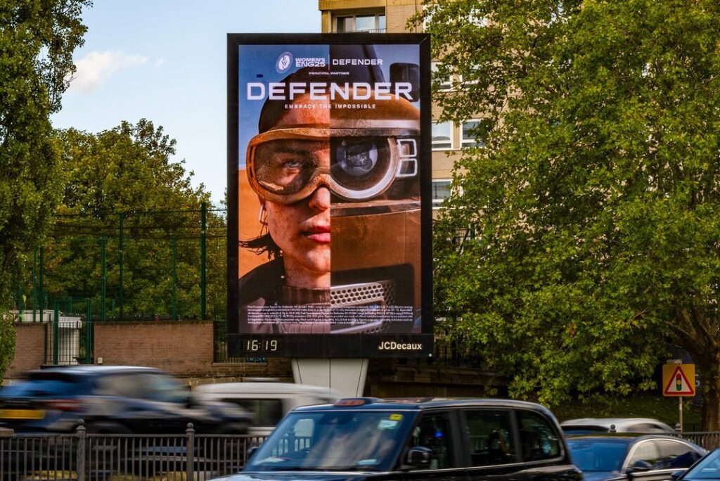 Automotive advertising displayed in an urban commuter environment