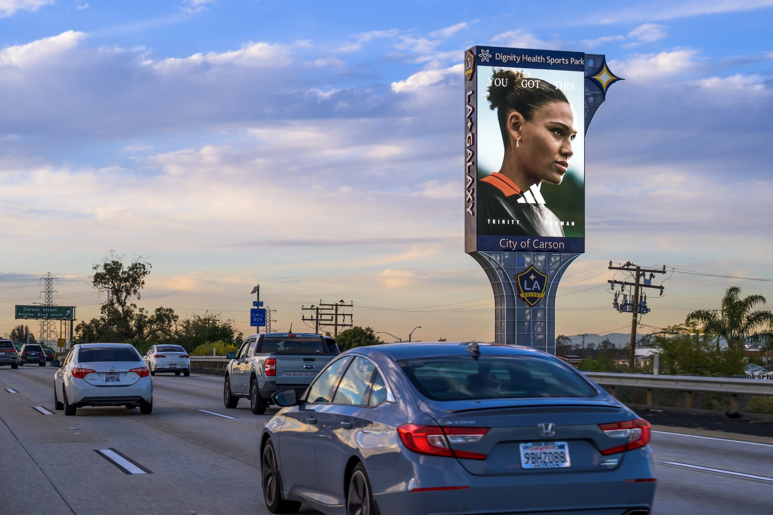 Billboard advertising on a major road in Los Angeles