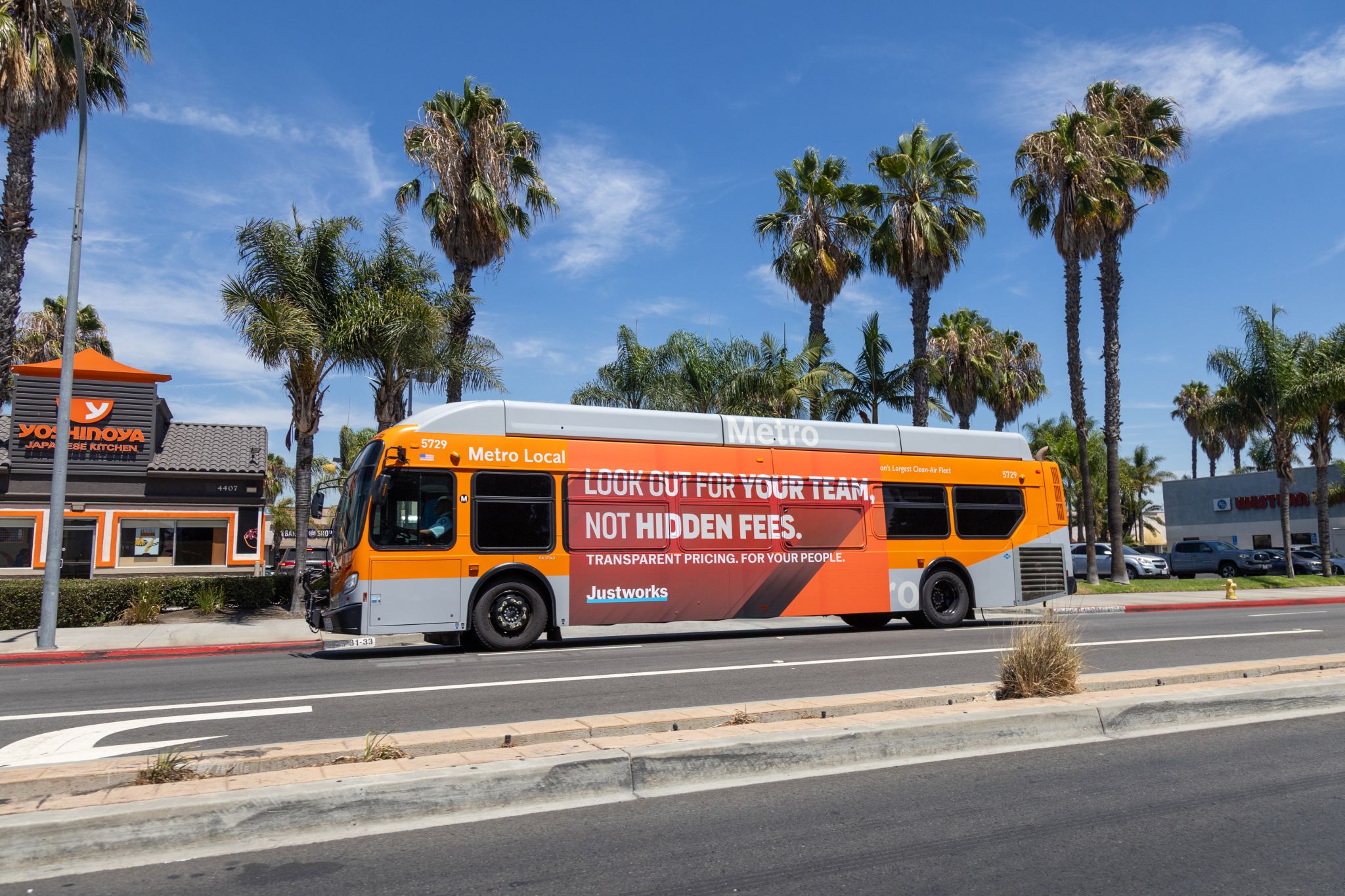 Bus advertising across Los Angeles neighbourhoods