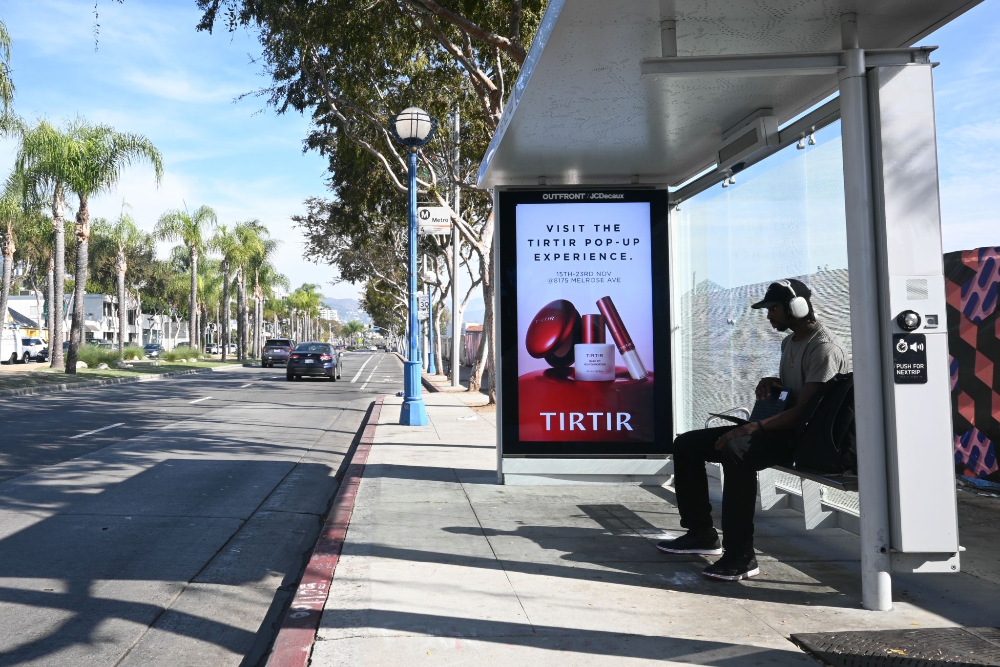 Street furniture advertising on a Los Angeles high street