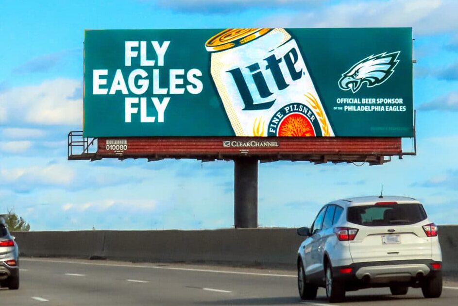 Roadside billboard advertising along a major US highway