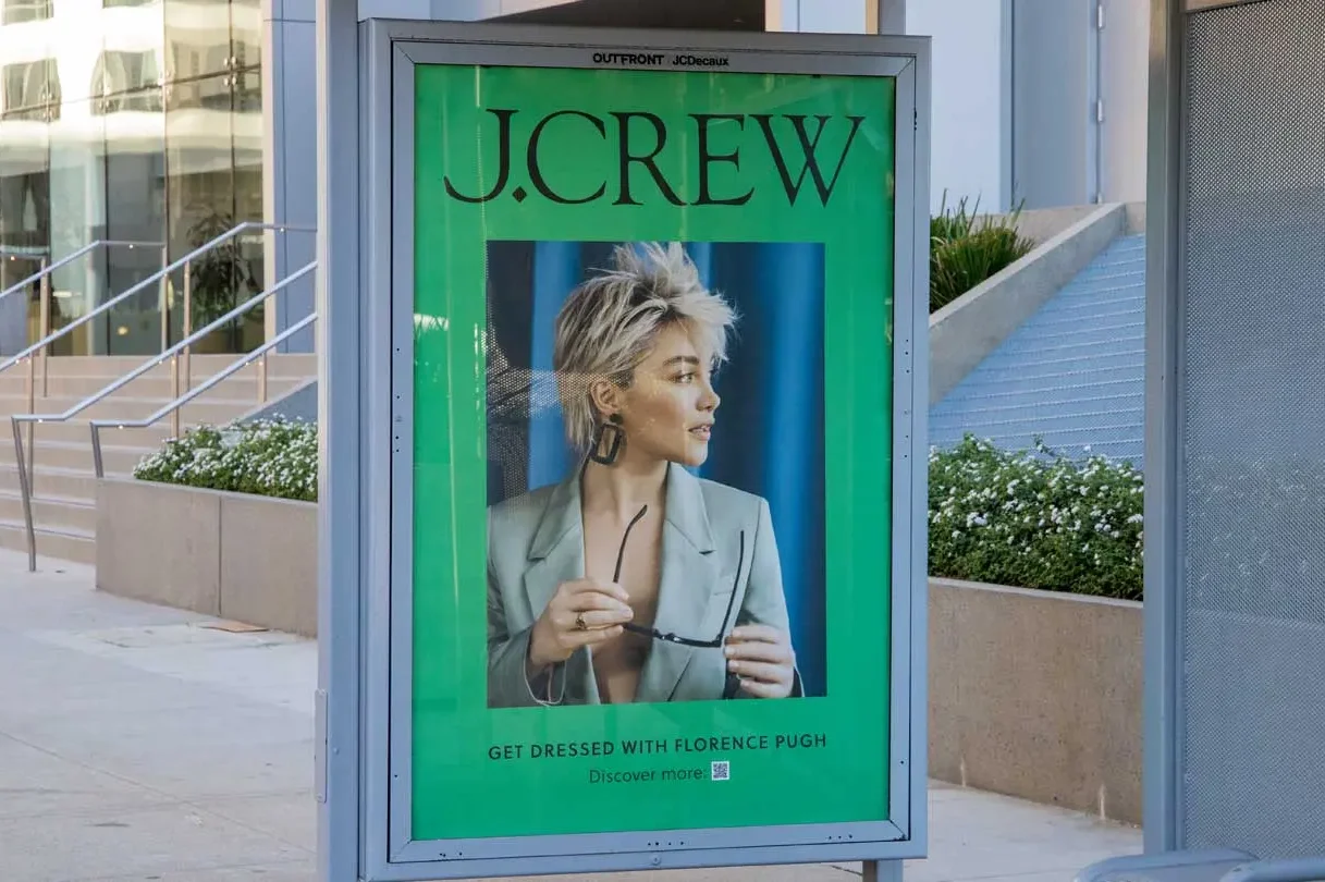 Street furniture advertising panels in a high footfall urban area