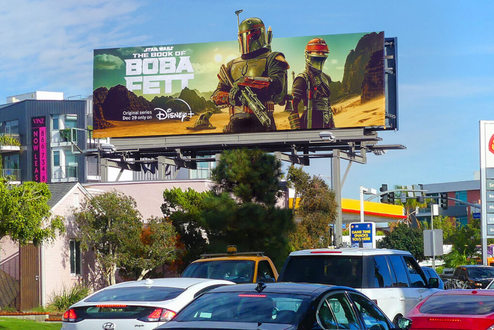 Large format landmark out of home advertising in a major US city