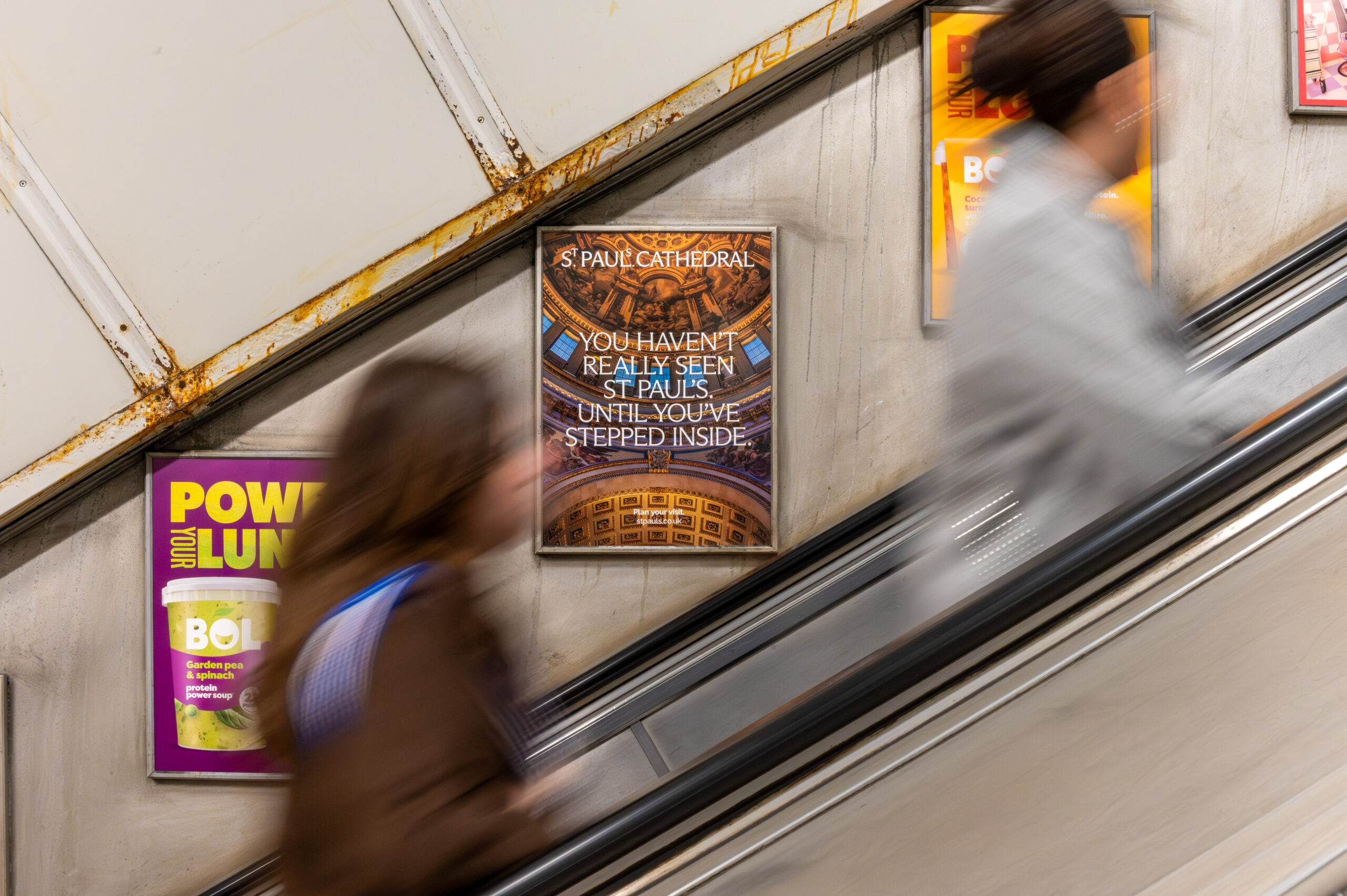 Escalator Panel Tube advertising inside a London Underground station